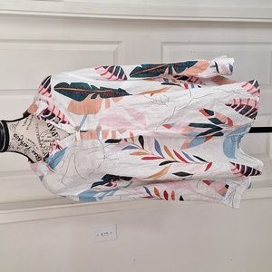 Cynthia Rowley Floral Linen Blouse Sz 1 X